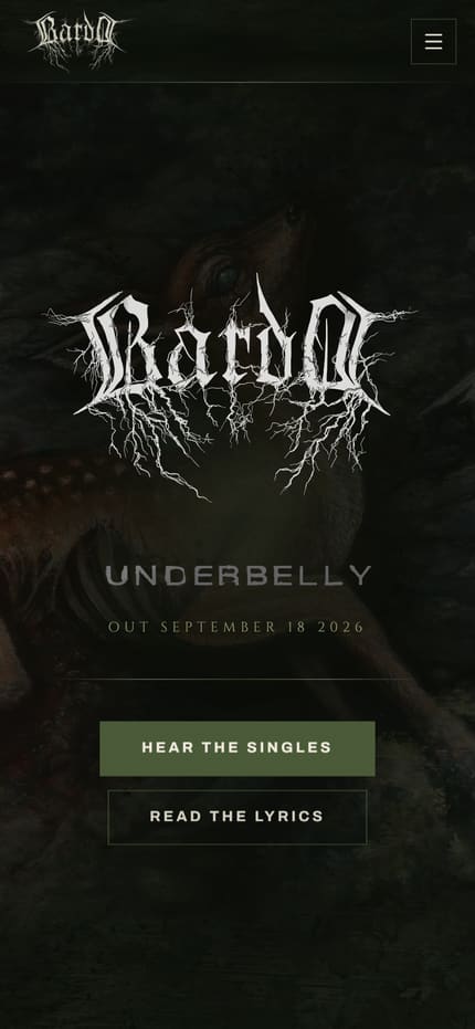 The Bardo website on mobile