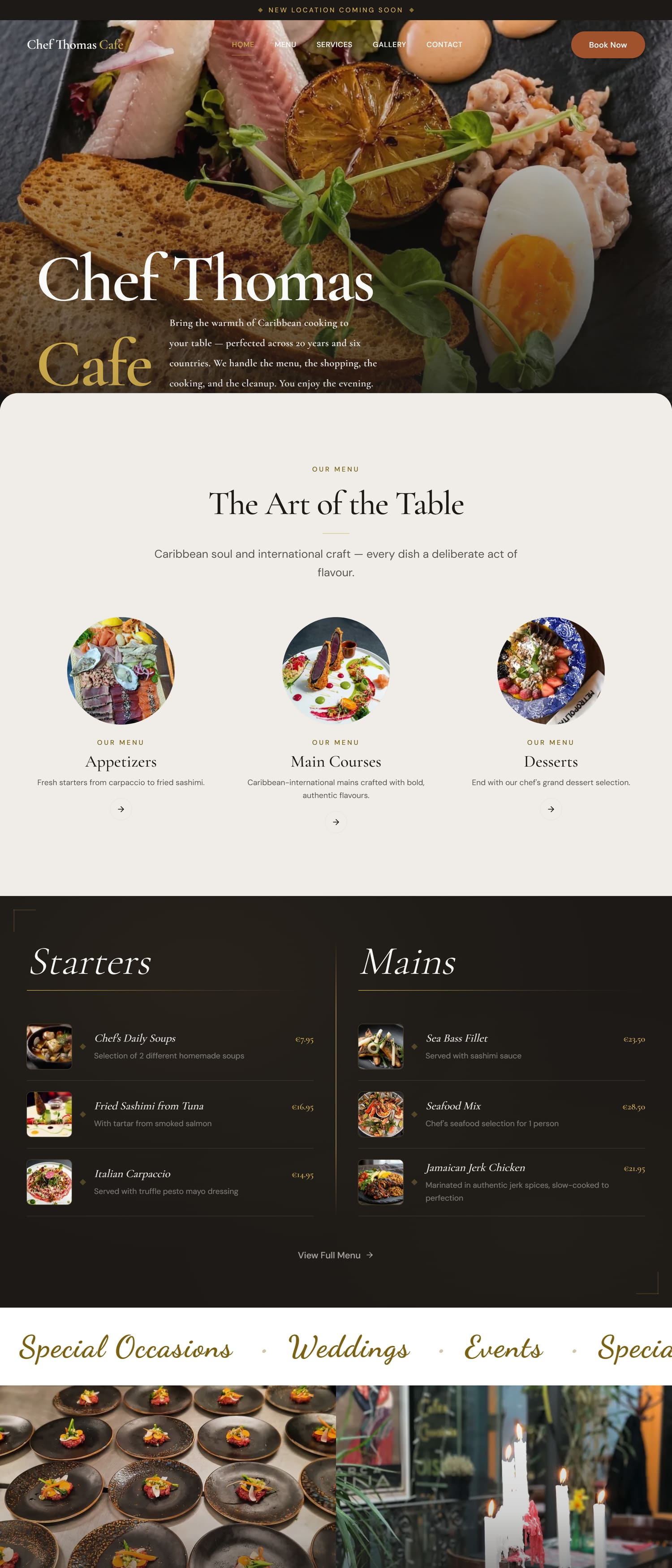 The Chef Thomas Cafe website