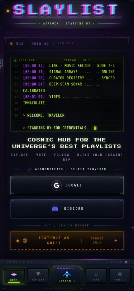 The Slaylist website on mobile