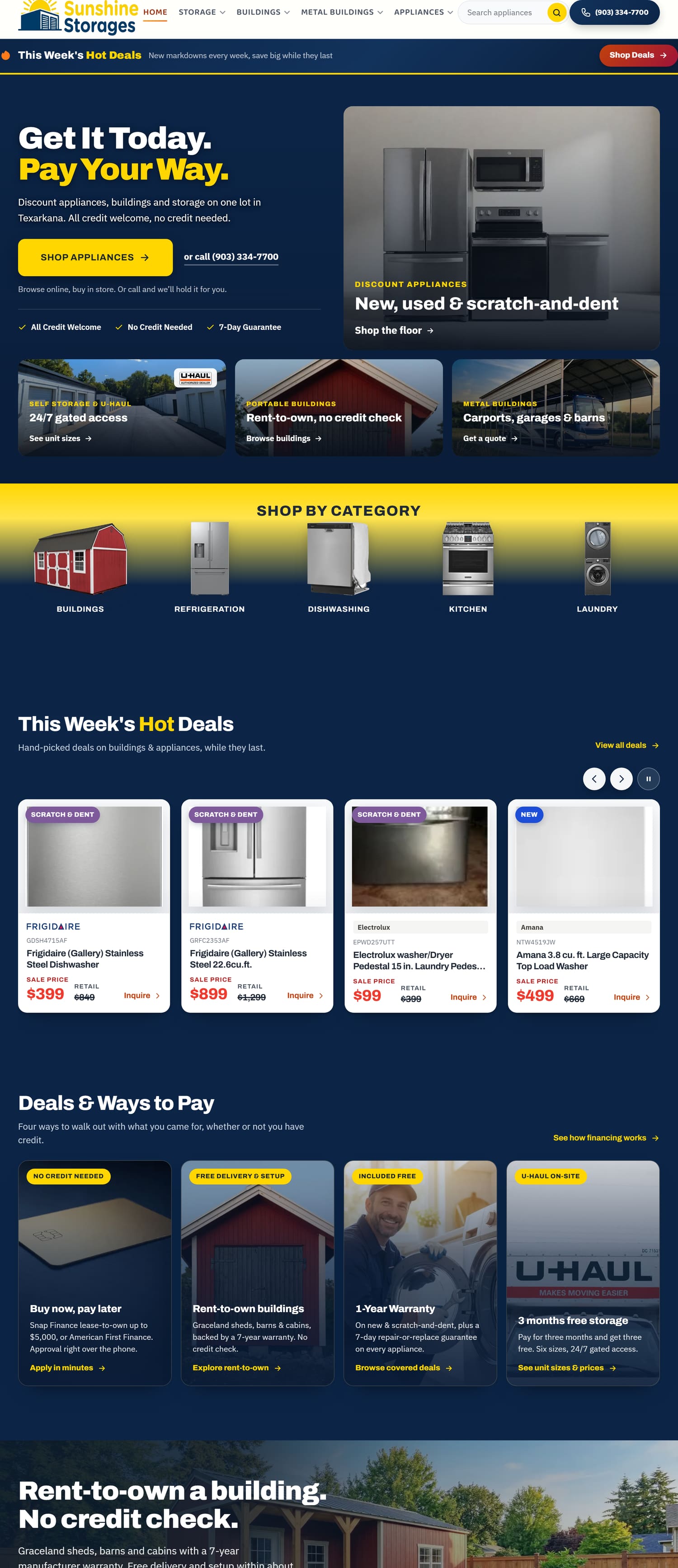 The Sunshine Storages website